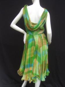 1960s Vibrant Sheer Silk Chiffon Swing Dress back